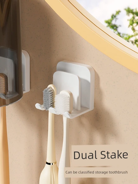 Duvara Monte Banyo Diş Fırçası Tutucu + Şeffaf Siyah Bardaklı - Resim 3