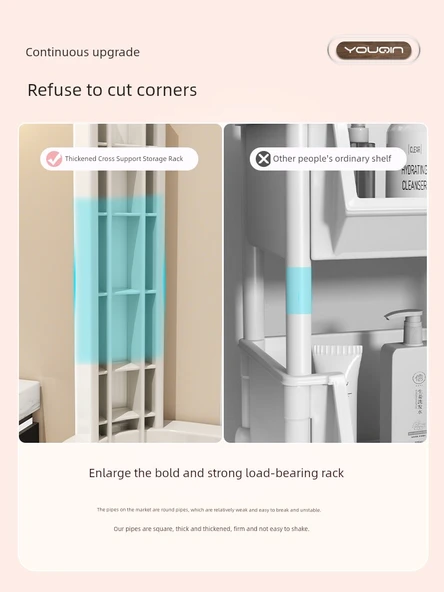 Banyo Köşe Rafı - Fildişi Beyazı - 2 Katlı - 5 Kancalı - Resim 5