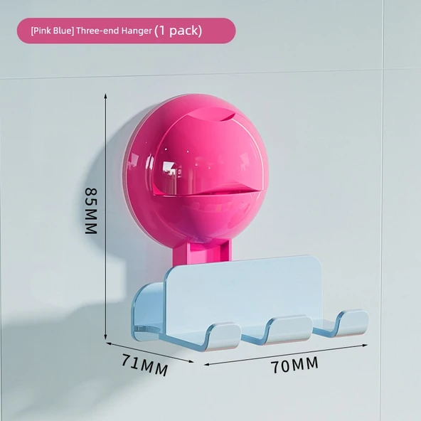 Üçlü Çocuk Diş Fırçası Tutucu - Pembe Mavi