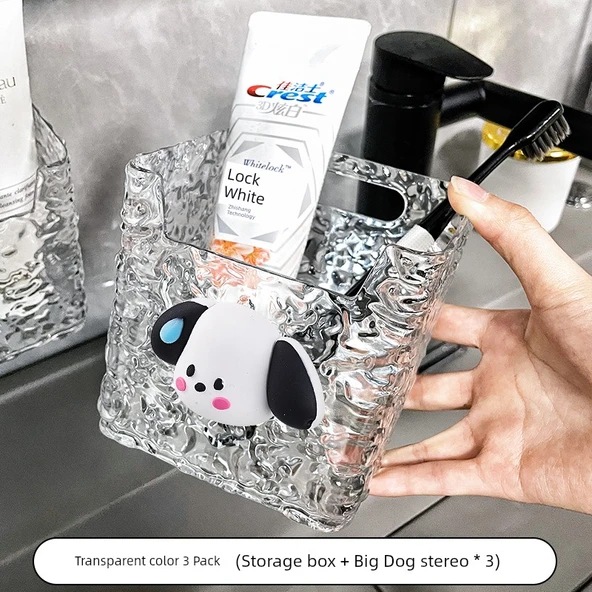 Duvara Monte Banyo Düzenleyici - Şeffaf - 3 Adet - Köpek Stickerlı
