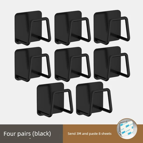 Paslanmaz Çelik Duvara Monte Lavabo Rafı - Siyah (8'li Paket)