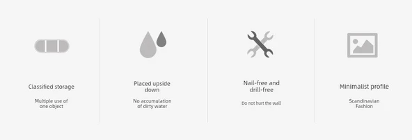 Duvara Monte Diş Fırçası Tutucu Seti - 4 Bardaklı - Otomatik Diş Macunu Sıkıcılı - Resim 8