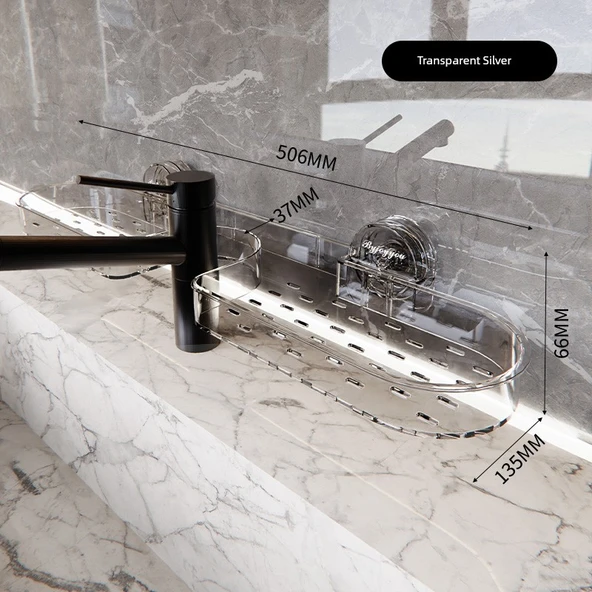 Vantuzlu Lavabo Bataryası Düzenleyici - Şeffaf Gümüş