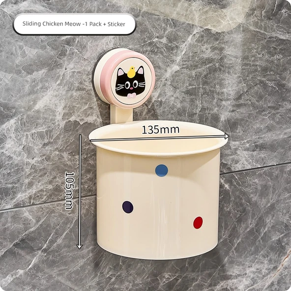 Vantuzlu Banyo Düzenleyici - [Yuvarlak] Kaygan Tavuk Miyav Etiketi