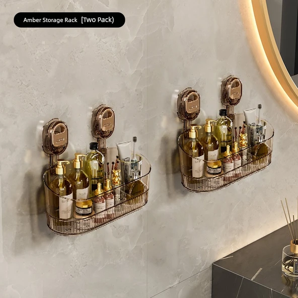 Vantuzlu Banyo Rafı - Amber - İki Adet