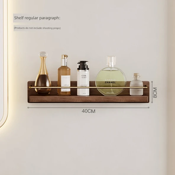 Siyah Ceviz Banyo Rafı - 40cm Temel Model
