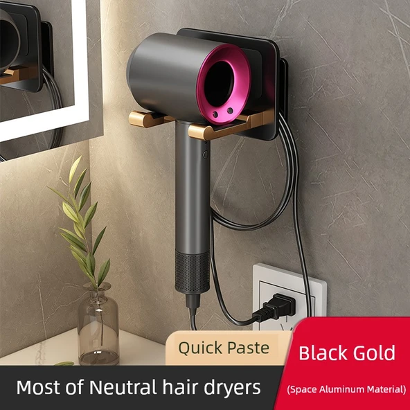 Manyetik Dyson Saç Kurutma Makinesi Duvar Montaj Tutucu - Obsidyen Altın