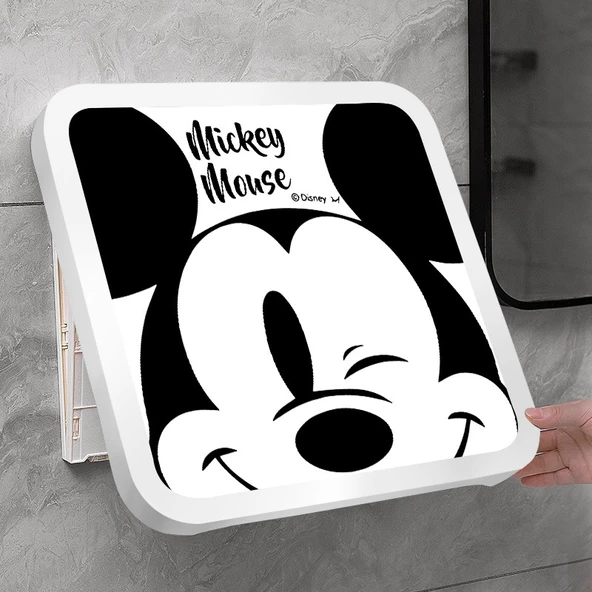 Duvara Monte Katlanabilir Banyo Rafı - Göz Kırpan Mickey Kristal (Beyaz Kutu)