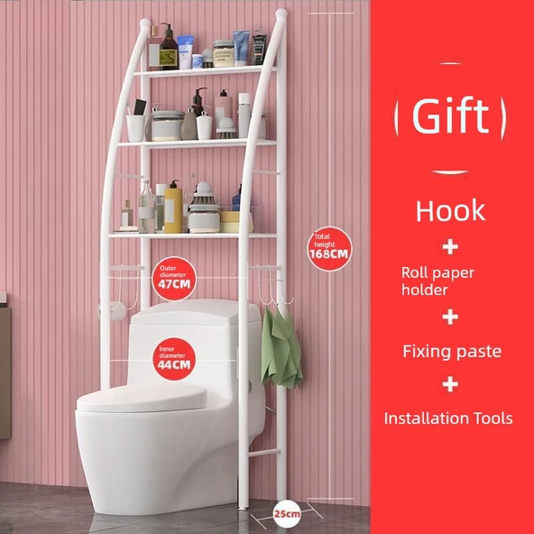 Çamaşır Makinesi Üstü Banyo Rafı - Beyaz Yelkenli Tuvalet Standı