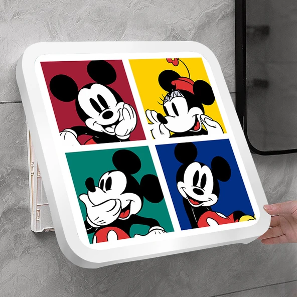 Duvara Monte Katlanabilir Banyo Rafı - Mickey Dört Saray Kristal (Beyaz Kutu)