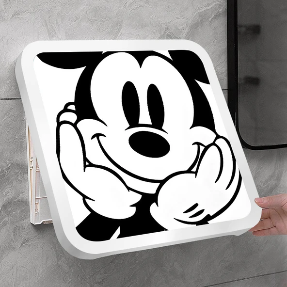 Duvara Monte Katlanabilir Banyo Rafı - 33cm Küçük Mickey Kristal (Beyaz Kutu)