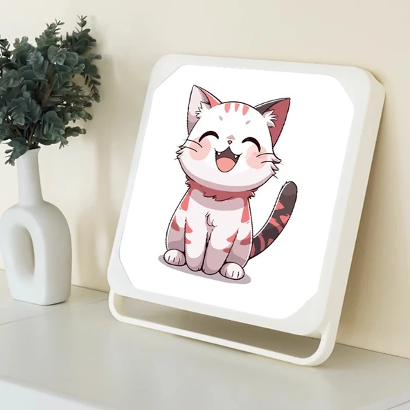 Su Geçirmez Banyo Çamaşır Saklama Torbası - Kristal (Sevimli Miyav) Beyaz Kutu
