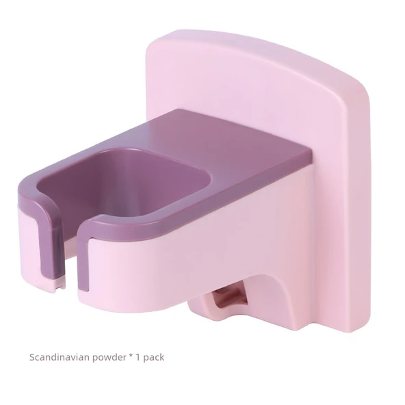 Duvara Monte Deliksiz Saç Kurutma Makinesi Askısı - Pembe (Model 1)