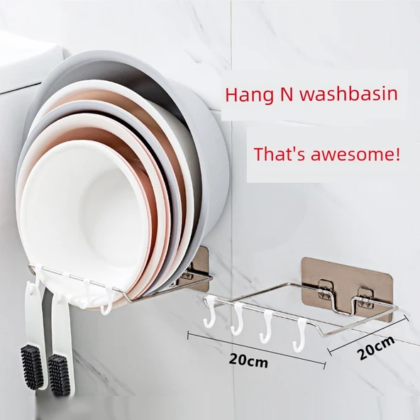 Duvara Monte Banyo Lavabo Standı - Paslanmaz Çelik Küçük Boy