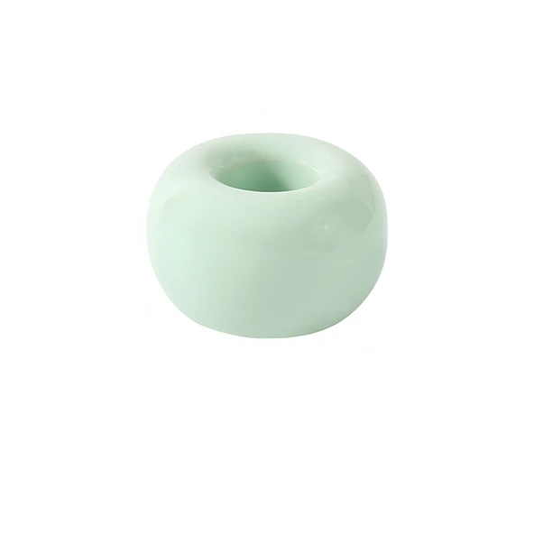 Seramik Diş Fırçası Tutucu - Yuvarlak - Yeşil - 1.5cm İç Çap