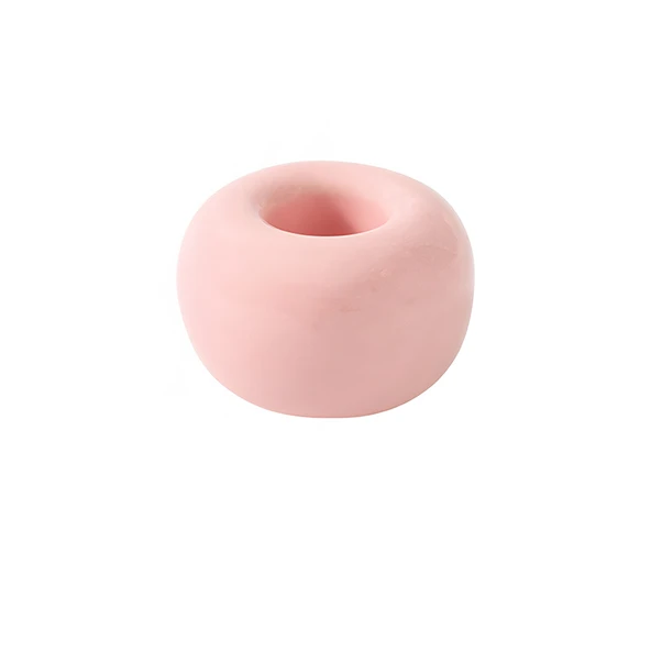 Seramik Diş Fırçası Tutucu - Yuvarlak - Pembe - 1.5cm İç Çap