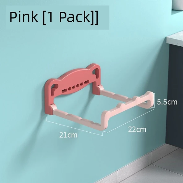 Katlanabilir Lavabo Rafı - Pembe 1'li Paket - Deliksiz Banyo Organizeri