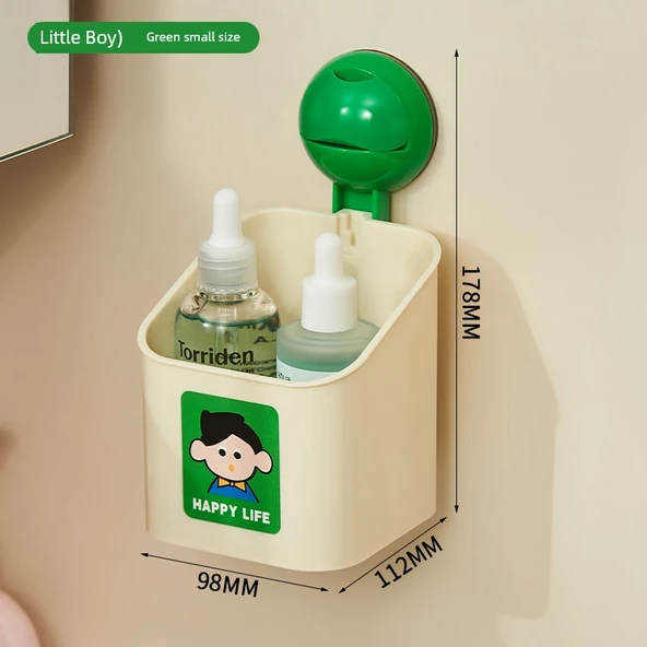 Vantuzlu Banyo Rafı - Küçük Erkek Çocuk Yeşil Küçük Boy
