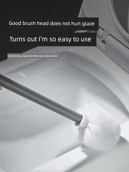 Deliksiz Duvara Monte Tuvalet Fırçası ve Saklama Rafı - Füme Gri - Resim 6