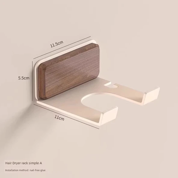 Masif Ahşap Saç Kurutma Makinesi Rafı - Maillard Minimalist Çerçeve A