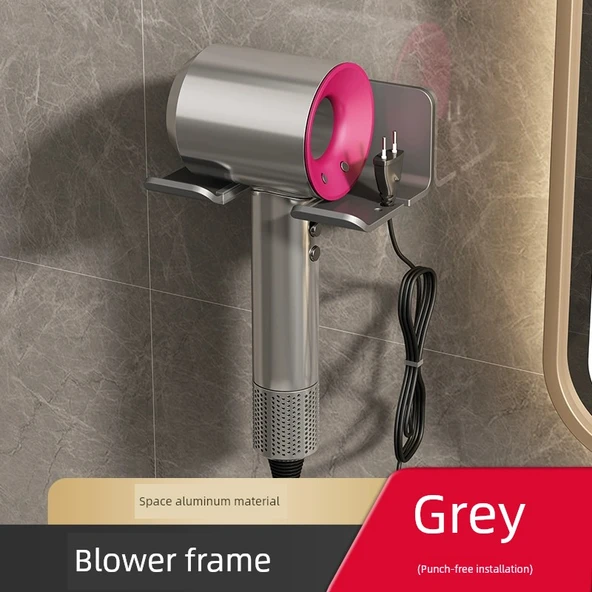Deliksiz Banyo Saç Kurutma Makinesi Rafı - Füme