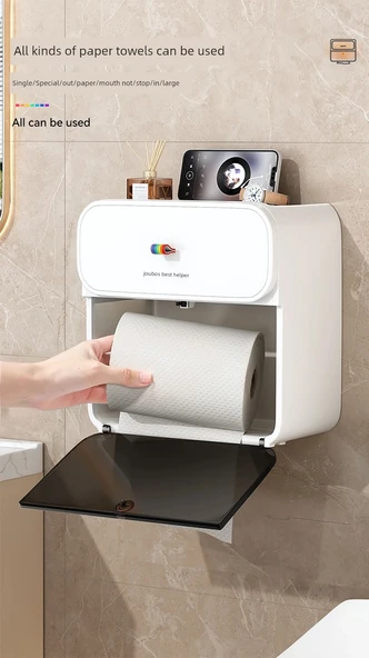 Su Geçirmez Tuvalet Kağıdı Tutucu - Yıldız Gri - Tek Katmanlı Çekmeceli - Resim 10