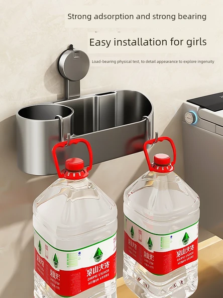 Vantuzlu Klozet Fırçası Seti - Metalik Gri, Raflı ve Tuvalet Kağıtlıklı (Model 2) - Resim 4