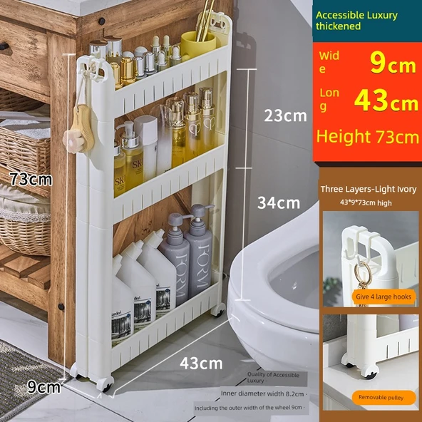 Ultra Dar Boşluk Rafı - 9cm Genişlik 73cm Yükseklik 3 Katlı