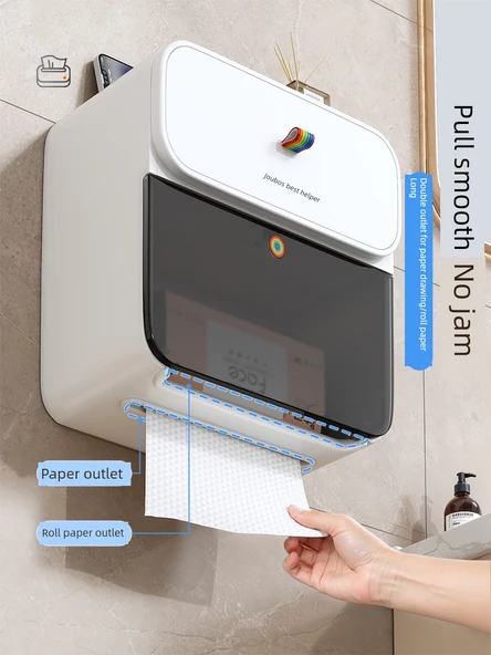 Su Geçirmez Tuvalet Kağıdı Tutucu - Yıldız Gri - Tek Katmanlı Çekmeceli - Resim 2