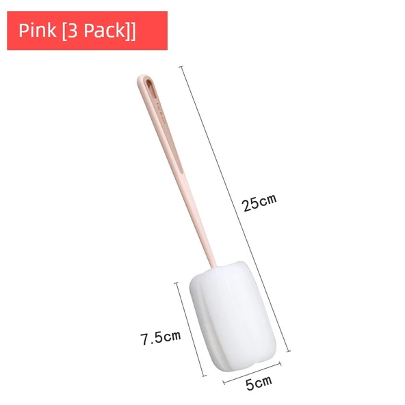 Kalın Uzun Saplı Bardak Fırçası - Pembe (3 Adet)