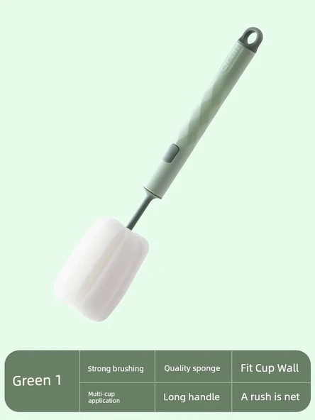Uzun Saplı Yalıtımlı Sünger Bardak Fırçası - Yeşil (1'li Paket)