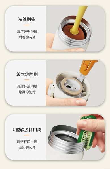 Uzun Saplı Sünger Bardak Temizleme Fırçası - Sarı Fırça + 3m Gümüş Kanca + Pipet Fırçası - Resim 10