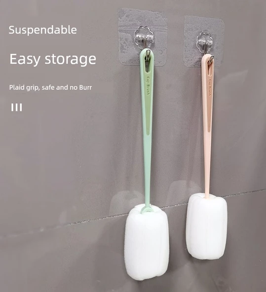 Kalın Uzun Saplı Bardak Fırçası - Pembe (5 Adet) - Resim 12