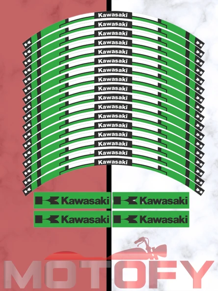 KAWASAKİ MOTOSİKLET JANT ŞERİDİ TAKIMI YEŞİL