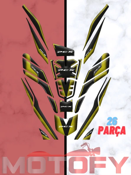 HONDA PCX 125 2021 2024 TANK PAD SETİ SARI SİYAH