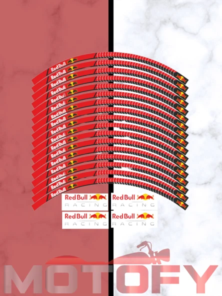 REDBUL MOTOSİKLET JANT ŞERİDİ TAKIMI BEYAZ-KIRMIZI