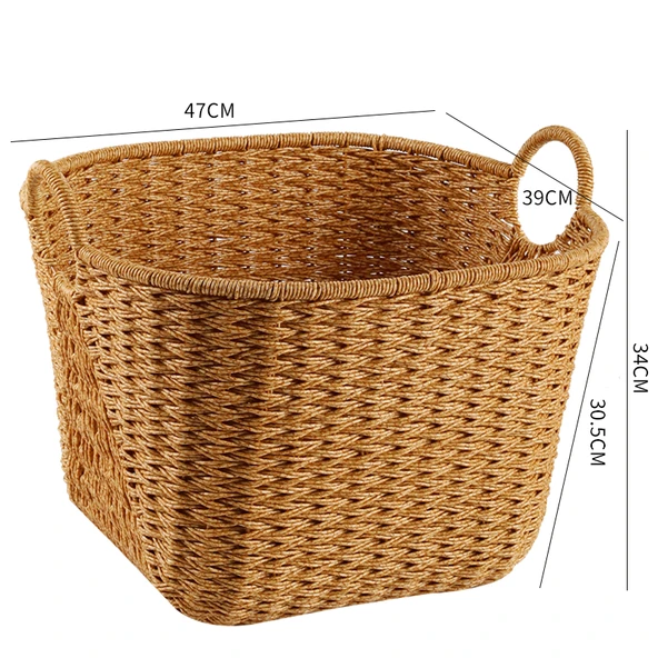 Büyük Boy Su Geçirmez Rattan Sepet - Açık Kahverengi Çift Desenli