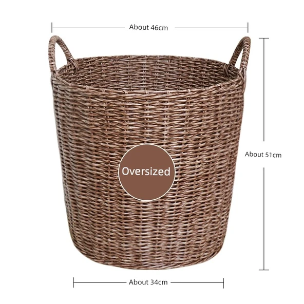 Rattan Oyuncak Sepeti - [Geliştirilmiş Kalınlaştırılmış] Kahverengi Büyük Boy
