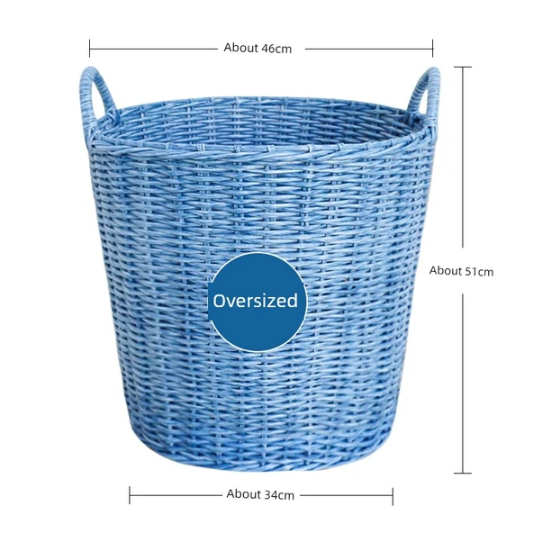 Rattan Oyuncak Sepeti - [Geliştirilmiş Kalınlaştırılmış] Deniz Mavi Büyük Boy