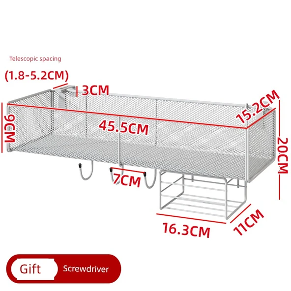 Balkon Asma File Sepet Organizer - Beyaz Uzun Peçetelik Kancalı (Model 2)