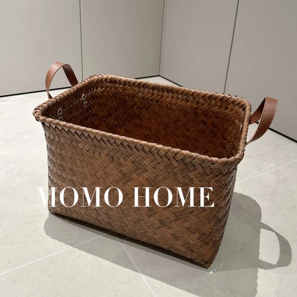 Bambu Dokuma Saklama Sepeti - Kare Büyük Boy 1 (38x26x25cm)