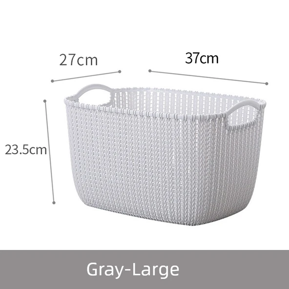 Plastik Saklama Sepeti - Gri Büyük Boy