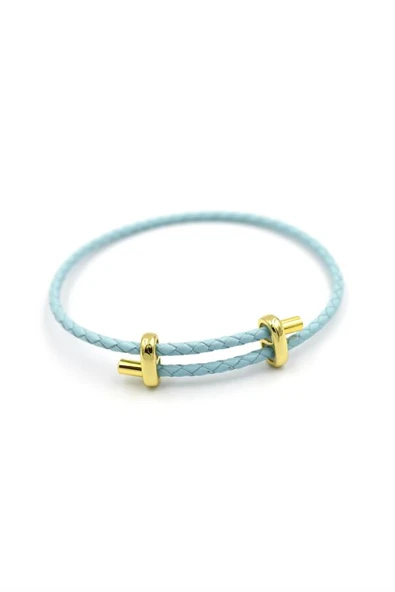 Deri Hasır Bileklik - Turkuaz - Resim 2