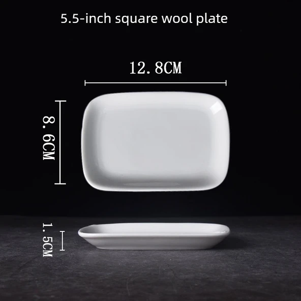 Beyaz Yaldızlı Porselen Havluluk Sabunluk - 5.5 inç Kare