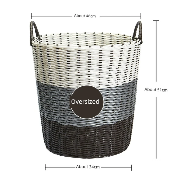 Nordik Stil Rattan Çamaşır Sepeti - Lüks Beyaz Gri Kahve Ekstra Büyük