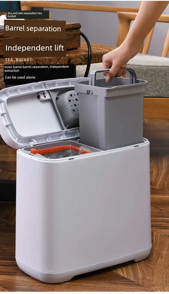 Çay Kovası 12L Beyaz Tek Tuş Yaylı Kapaklı Kuru Islak Ayrıştırmalı Boru Bilye Dirsek - Resim 12