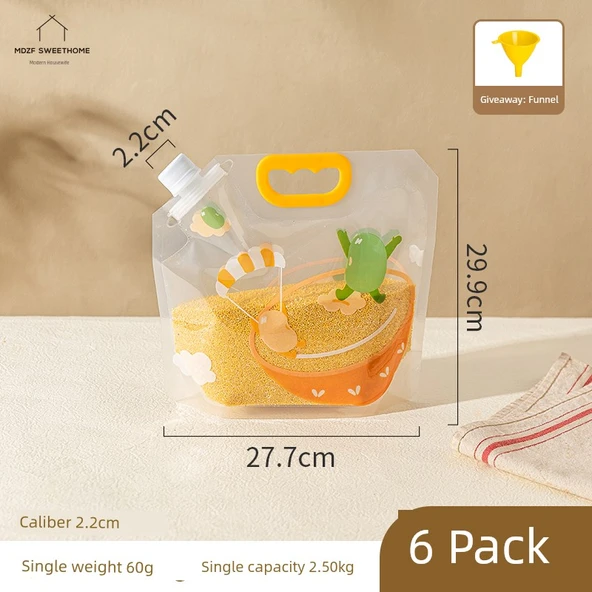 Gıda Saklama Torbası - Paraşüt 2.60kg, 2cm Çap - 6'lı Set Huni Dahil
