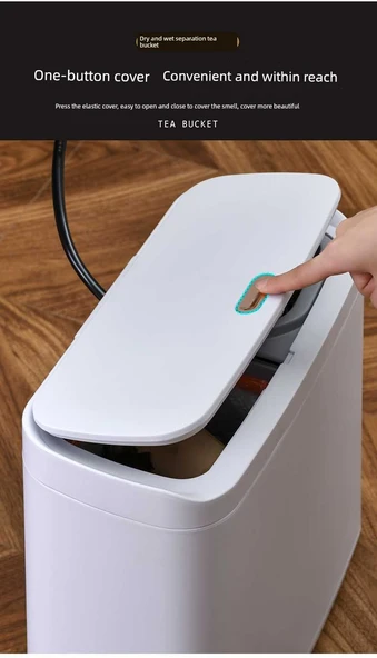 Çay Kovası 12L Beyaz Tek Tuş Yaylı Kapaklı Kuru Islak Ayrıştırmalı Boru Bilye Dirsek - Resim 7