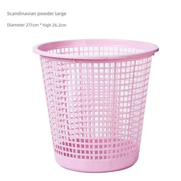 Sevimli Plastik Masaüstü Çöp Kovası - Lotus Kökü Rengi (Pembe Baskısız Halkalı)