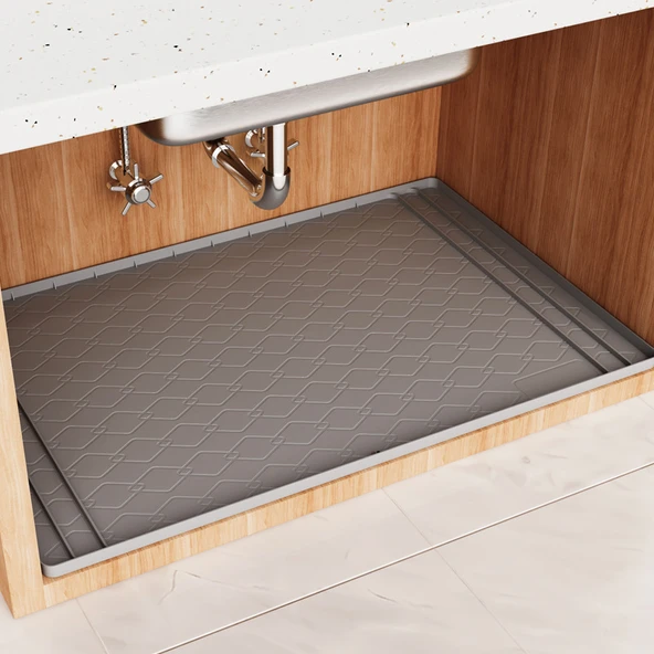 Silikon Lavabo Dolabı Koruyucu Mat - Koyu Gri - 86.4 x 55.8cm